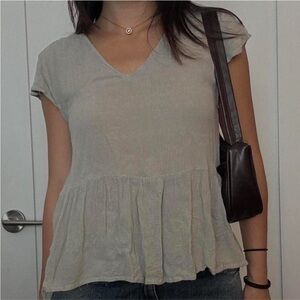 Chic V-Neck Light Green Blouse